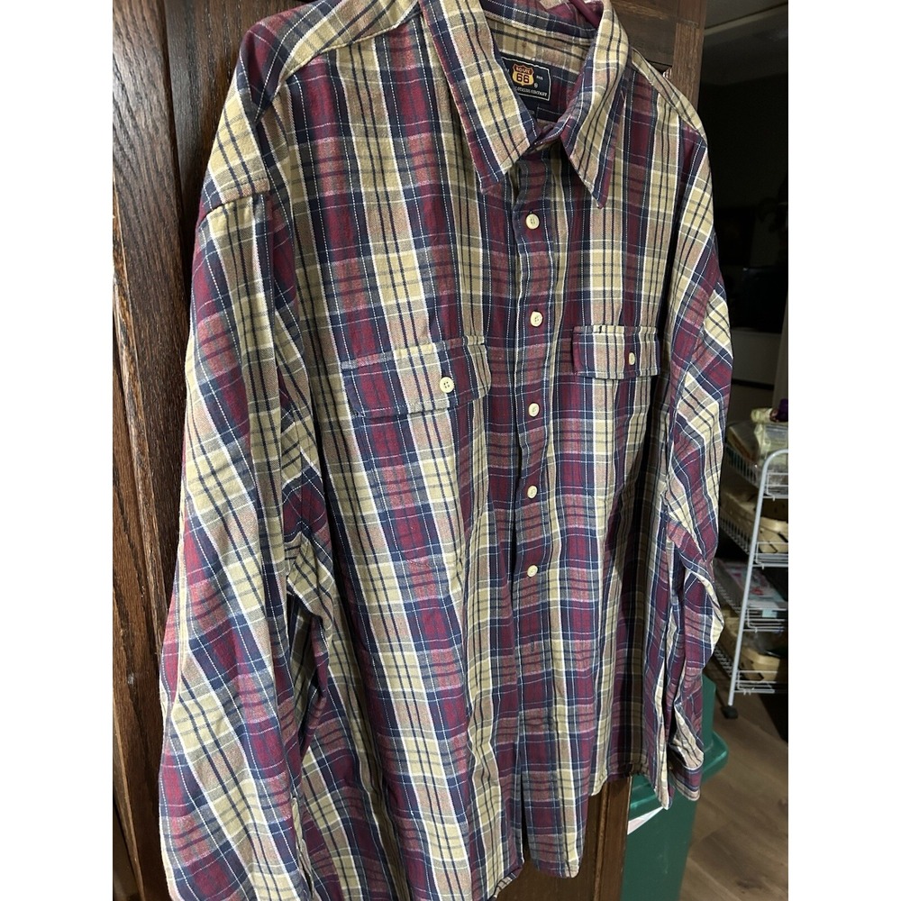 route 66 shirt XXXL Maroon‎ And Tan Flannel
